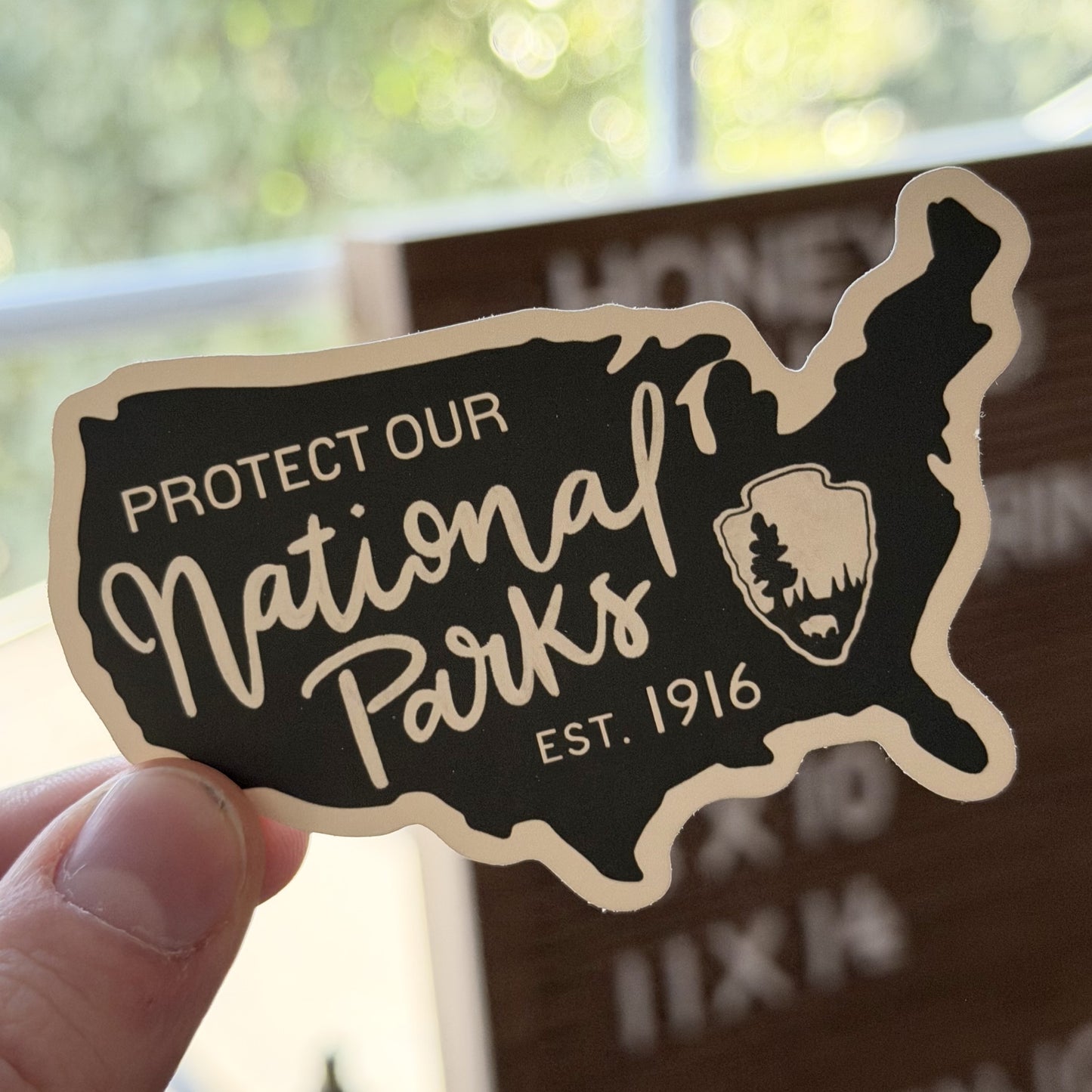 Protect Our National Parks Sticker - USA Outline